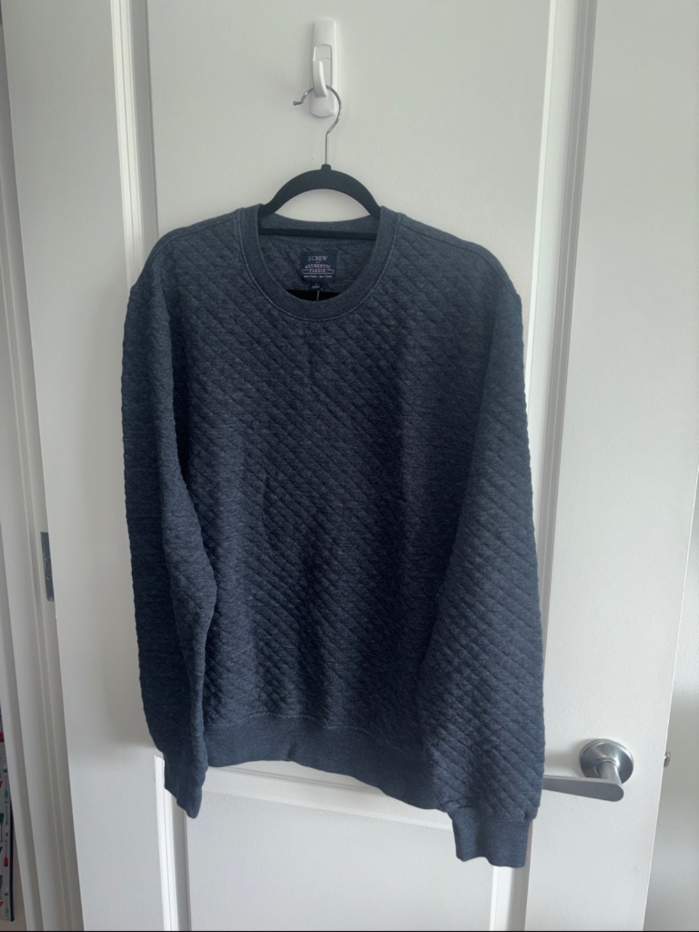 J. Crew Quilted Crewneck Sweater - Gray/Navy color